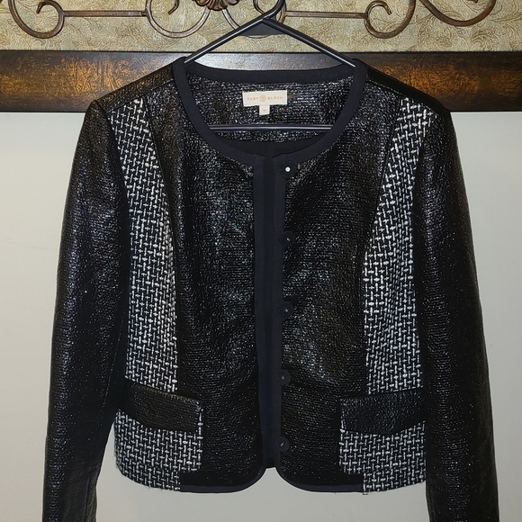 Tory Burch Daria Tweed Black Moto Jacket - Picture 1 of 14